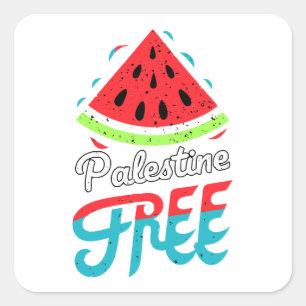 Vreedzame Slices Watermeloen Vrij Palestina - Onde Vierkante Sticker