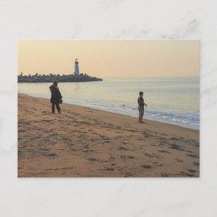 Vreedzame strand bij zonsopgang Gezinsherinnering Briefkaart