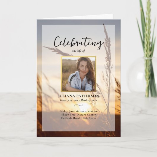 Vreedzame Sunset Field Viering van het leven Begra Programma (Voorkant)