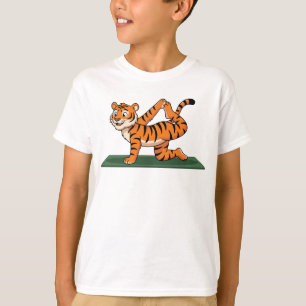 Vreedzame Tijger Yoga Houding Cartoon Illustratie T-shirt