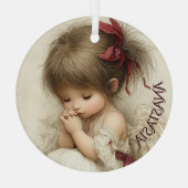 Vreedzame Toewijding met Aangepaste Naam Glas Ornament (Achterkant)