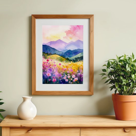 Vreedzame Valley Blooming Hills Wall Art Poster
