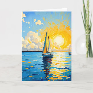 Vreedzame verjaardagswensen | zeilboot kaart