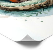 Vreedzame Vos Resting Nest Waterverf Illustratie Poster (Hoek)