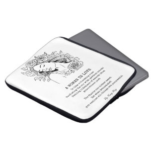 Vreedzame vrouw, zwart-wit rozenmuurkunst laptop sleeve
