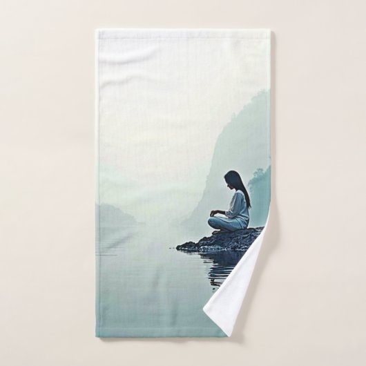 Vreedzame Waterside Meditatie Ontwerp Bad Handdoek (Handdoek)