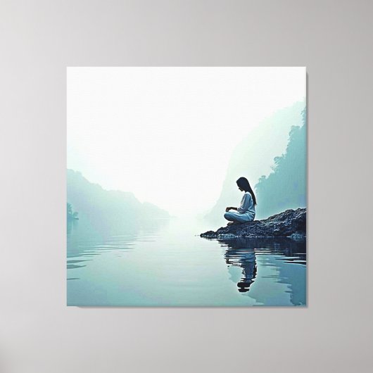 Vreedzame Waterside Meditatie Ontwerp Canvas Afdruk (Voorkant)