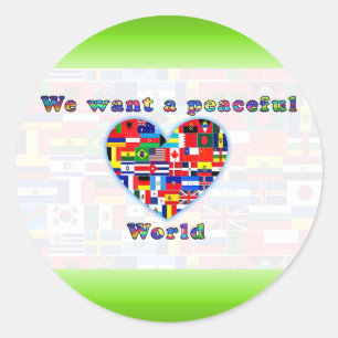 VREEDZAME WERELD ronde sticker