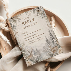 Vreedzame winterherten bosreflecties RSVP kaartje