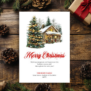 Vreedzame winterscène kerstgroetkaart feestdagenkaart
