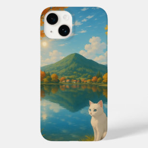 Vreedzame witte kat bij het meer - Natuur-geïnspir Case-Mate iPhone 14 Hoesje