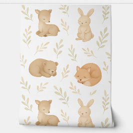 Vreedzame Woodland Friends Nursery Wallpaper Neutr Behang