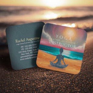 Vreedzame Yoga Meditatie Maneschijn Lucht Oceaan S Vierkante Visitekaartje