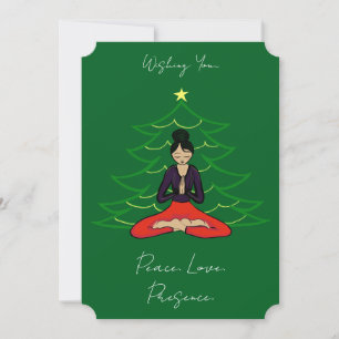 Vreedzame Yogi bij Kerstboom Feestdagenkaart