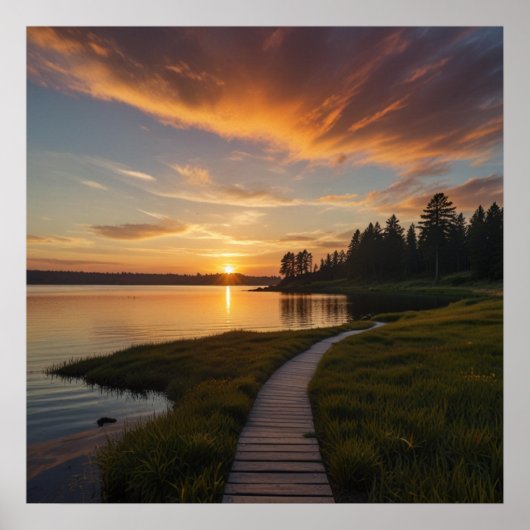Vreedzame zonsondergang Landschap Vibes Poster (Voorkant)