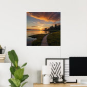 Vreedzame zonsondergang Landschap Vibes Poster (Thuiskantoor)