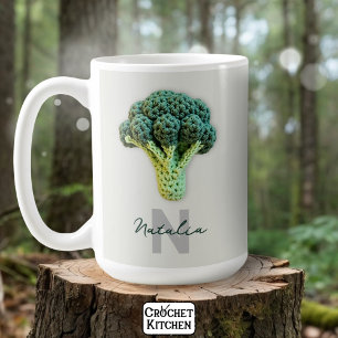Vreemd elegante minimalistische gehaakte broccoli koffiemok