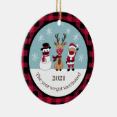 Vreemd genoeg het jaar dat we gevaccineerd werden keramisch ornament (Rechts)