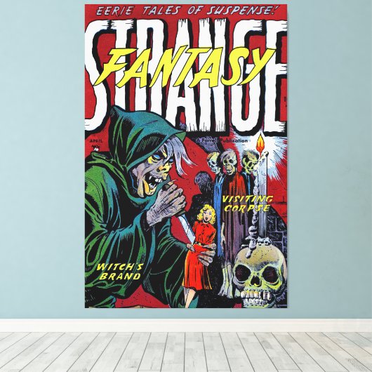 Vreemd genoeg is de enge heks strips canvas afdruk (Insitu (Houten vloer))