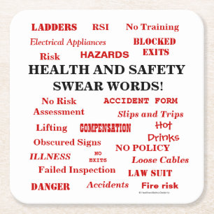 Vreemd grappige woorden van Joke Health & Safety S Vierkante Kartonnen Onderzetter