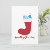 Vreemd kerstfeest 2020 Red stocking Feestdagenkaart (Staand voorkant)