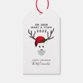 Vreemd kerstfeest 2021 Covid Face Mask Reindeer Cadeaulabel (Voorkant)