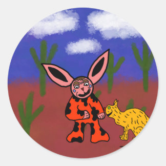 Vreemd konijn met zijn rare kat ronde sticker