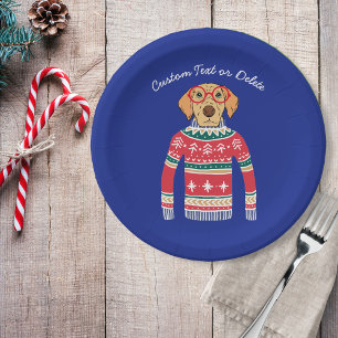 Vreemd lelijke kerstkeuken, hondenbril papieren bordje