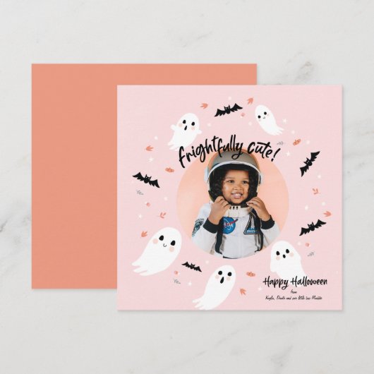 Vreemd Schattige Happy Halloween fotokaart Kaart (Voorkant / Achterkant)