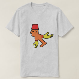 Vreemd schepsel met gele gloed en een rood pet t-shirt
