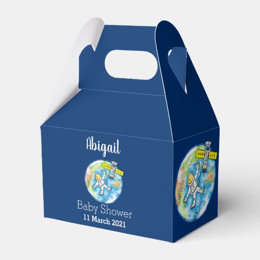 Vreemde astronaut in de ruimte en de cartoon bedankdoosjes (Voorkant Zijde)