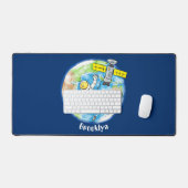 Vreemde astronaut in de ruimte en de cartoon bureaumat (Keyboard & Muis)