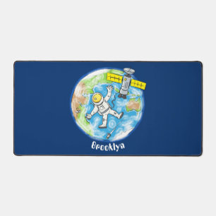 Vreemde astronaut in de ruimte en de cartoon bureaumat