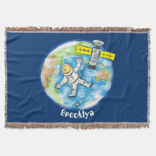 Vreemde astronaut in de ruimte en de cartoon deken