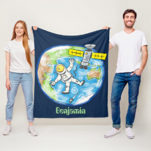 Vreemde astronaut in de ruimte en de cartoon fleece deken
