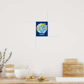 Vreemde astronaut in de ruimte en de cartoon poster (Keuken)
