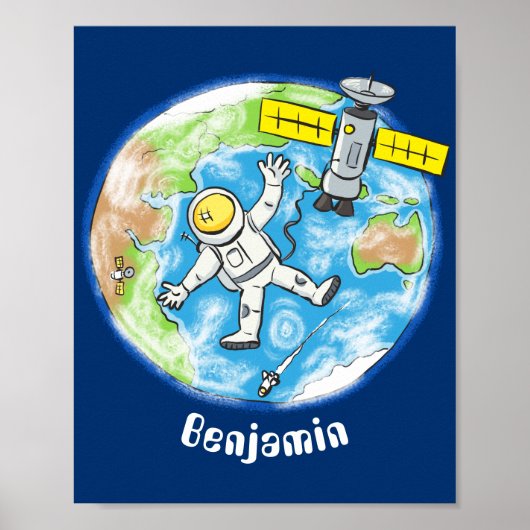 Vreemde astronaut in de ruimte en de cartoon poster (Voorkant)