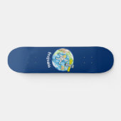 Vreemde astronaut in de ruimte en de cartoon skateboard (Horizontaal)