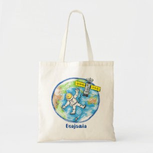 Vreemde astronaut in de ruimte en de cartoon tote bag