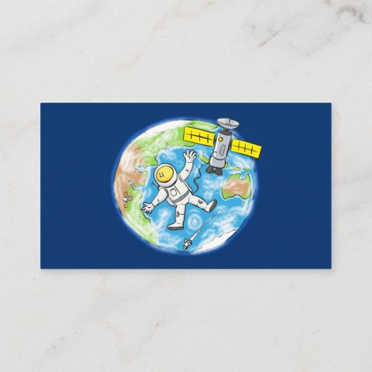 Vreemde astronaut in de ruimte en de cartoon visitekaartje (Achterkant)