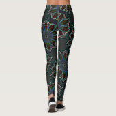 Vreemde donkere cirkelellips met abstracte bladere leggings (Achterkant)
