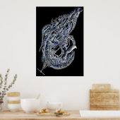 Vreemde garnalen inkt kunst poster (Keuken)