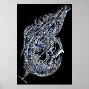 Vreemde garnalen inkt kunst poster