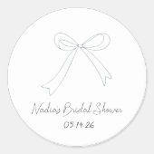 Vreemde handgetekende schetsstijl lint bruidsdouch ronde sticker (Voorkant)