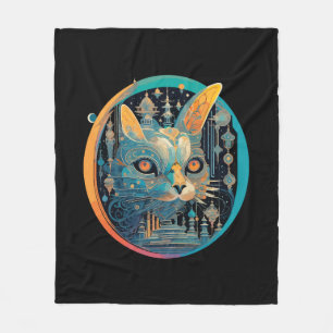 Vreemde kat die naar je koplampen staart fleece deken