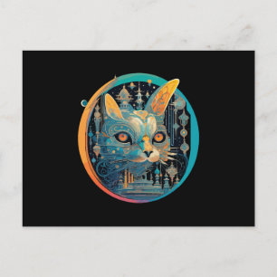 Vreemde kat staren naar je koplampen briefkaart