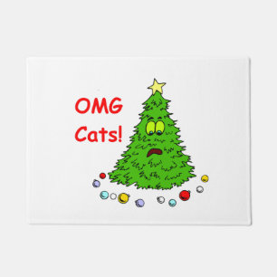 Vreemde kerstboom Joke OMG Cats Xmas Holiday Deurmat