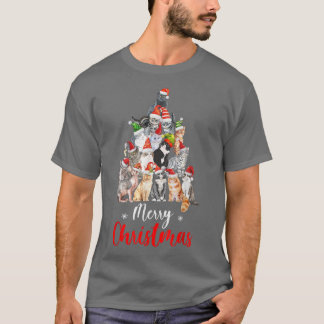 Vreemde kerstboom met Santa Hat Cats Funny Chr T-shirt