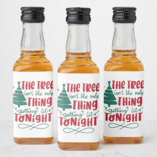 vreemde kerstboomkunst likeurfles etiket