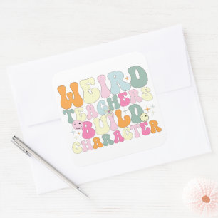 Vreemde leraren Bouwen Karakter Onderwijzen Liefhe Vierkante Sticker